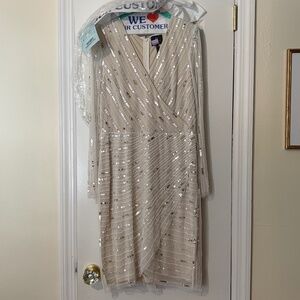 Beaded Faux Wrap Party Dress